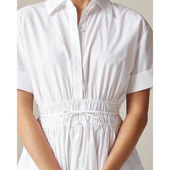 NWT J.Crew Elena Mini Shirtdress In 100% Cotton Poplin White Size 12 Tall - Picture 3 of 10